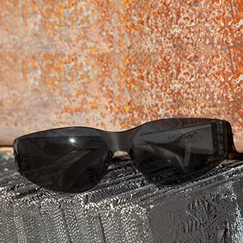 BISON LIFE Clear Safety Glasses – ANSI Z87.1 Scratch & Impact Resistant Wrap Around Eye Protection Goggles for Men & Women - color: Black/Black