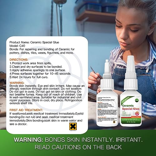 30g Ceramic Glue, Instant Ceramic Super Glue for Porcelain and Pottery Repair, Fast Drying | Heat Resistant | Waterproof Strong Adhesive for Bonding Ceramic, Dishes, Tiles, DIY Crafts - size: 30g*1, style: Ceramic Glue