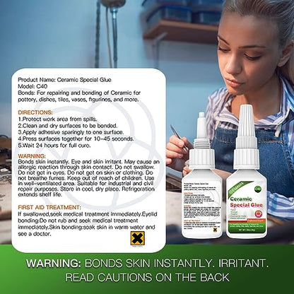 30g Ceramic Glue, Instant Ceramic Super Glue for Porcelain and Pottery Repair, Fast Drying | Heat Resistant | Waterproof Strong Adhesive for Bonding Ceramic, Dishes, Tiles, DIY Crafts - size: 30g*1, style: Ceramic Glue