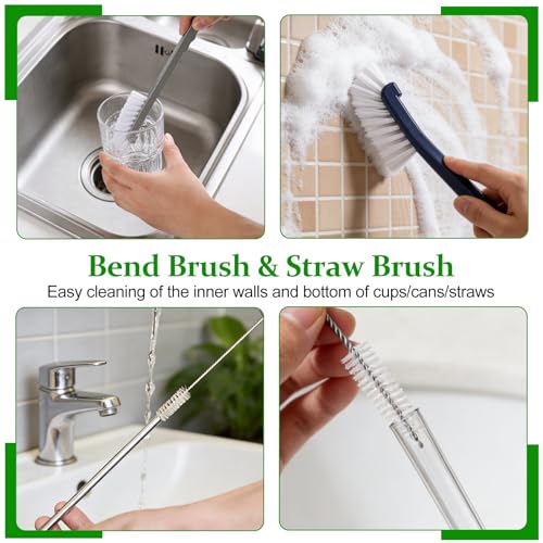 19 Pcs Cleaning Brush Kit with Crevice Brushes, Shower Cleaner Brush, Multifunctional Grout Scrubber for Bathroom, Kitchen, Window Tracks and Corners