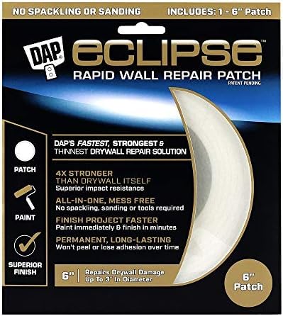 DAP 7079809165 Repair Eclipse Wall Patch, 6 Inch, Clear, White (Pack of 6) - size: 6 Inch (Pack of 6)