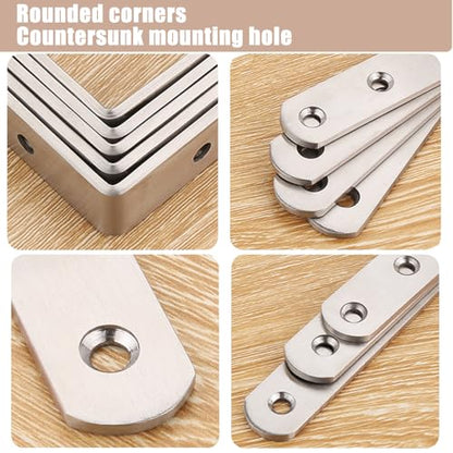 18-Pack L Shape Corner Brackets, Stainless Steel Metal Angle Braces for Wood Furniture, Heavy Duty Black 2 inch Shelf Bracket with Long Screws for Household Project (L Shape Silver) - style: 2inch L Shape Silver 18pcs