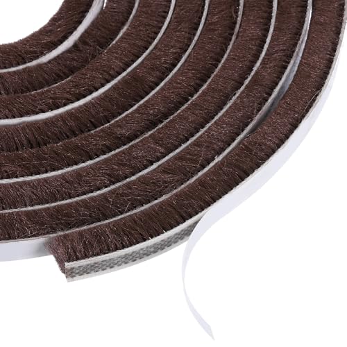 PATIKIL Pile Weather Stripping, Self Adhesive Weatherstripping Brush Fuzzy Door Weather Seal Strip Insulation for Window Door Frame, Brown (66ft Lx3/8 Wx3/8 H) - color: Brown, size: 66ft x 3/8" x 3/8"