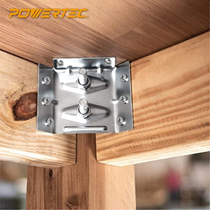 POWERTEC Surface Mount Corner Brackets 8PK w/ Mounting Hardware, Corner Braces for Coffee Table/Desk Legs/Dining Table/Bench Legs (71428-P2) - size: 2-5/8" x 3-3/8", style: Flat Corner Brackets Combo, 8PK