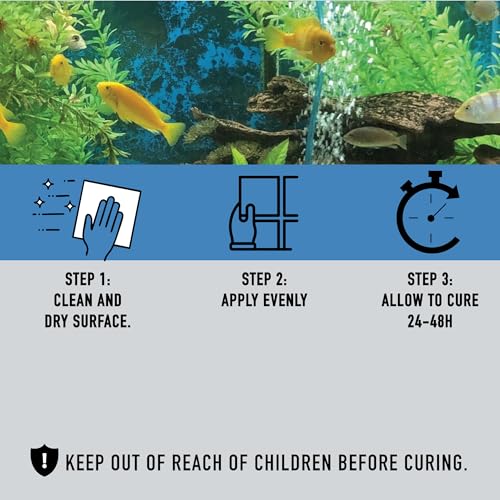 Seal/Fix Aquarium Silicone Sealant - Clear - 100% Fish-Safe Silicone for Freshwater & Saltwater Tanks, Waterproof, Non-Toxic, Flexible Bonding for Glass, Leak Repair & Decoration (10.1 fl oz, 1 Pack)