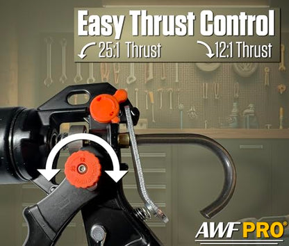 AWF PRO 10 oz Dual Thrust Caulk Gun, 25:1 or 12:1 Thrust Ratio, No Drip, Rotating Barrel, Comfort Grip, with Built-In Puncture Tool - size: 10 oz, style: Pack of 1