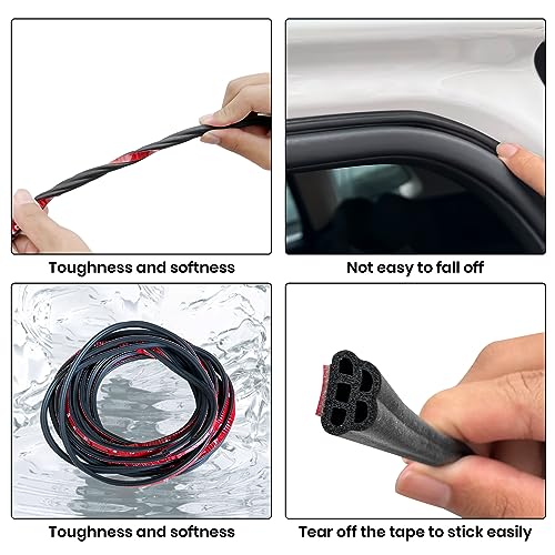 Car Door Seal Strip Double Layer Universal Self Adhesive Auto Door Seal Strip Soundproofing Weather Stripping for Car Door Tailgate (32.8 Feet) - size: 32.8 feet