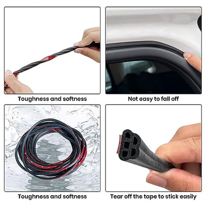 Car Door Seal Strip Double Layer Universal Self Adhesive Auto Door Seal Strip Soundproofing Weather Stripping for Car Door Tailgate (32.8 Feet) - size: 32.8 feet