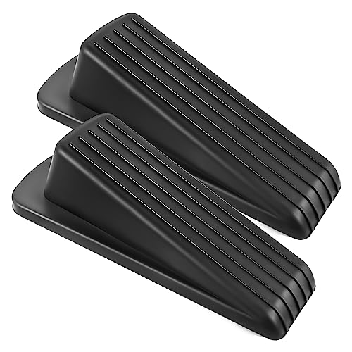 JZWBLILY Door Stoppers for Bottom of Door on Floor, Premium Rubber Door Stopper Wedge, Floor Sturdy Stackable Door Stops for Carpet Heavy Duty Door, Door Gaps (Black, 2 Pack) - color: Black, size: 2 Pack