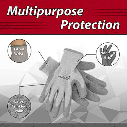 SAFE HANDLER Ultra Stretch Grip Gloves | Latex Crinkle Coated Grip, Thick Lining, Comfort & Flexibility, Grey, OSFM, 1 pair (2 gloves) - color: Grey