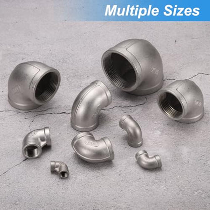 uxcell 304 Stainless Steel 90 Degree Elbow Threaded Pipe Fitting G2" Female to G2" Female Cast Pipe Fitting with Seal Tape for Plumbing Drainage Pipes Heating Systems - size: G2"