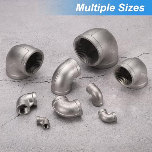 uxcell 304 Stainless Steel 90 Degree Elbow Threaded Pipe Fitting G1-1/2" Female to G1-1/2" Female Cast Pipe Fitting with Seal Tape for Plumbing Drainage Pipes Heating Systems - size: G1-1/2"