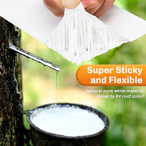 WELLUCK RV Roof Tape Sealant Roofing Tape, 2 Inch X 50 Foot Natural White RV Tape for Roof Repair Camper Trailer Boat Sealing Leak Repair, UV & Waterproof - style: 2inch x 50ft