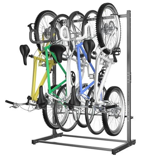 WALMANN Freestanding Bike Stand for Garage, 5 Bikes Vertical Bike Storage Stand Heavy Duty Bike Floor Stand, Holds Up to 70 lbs/Hook - style: Bike stand for 5 bikes