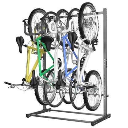 WALMANN Freestanding Bike Stand for Garage, 5 Bikes Vertical Bike Storage Stand Heavy Duty Bike Floor Stand, Holds Up to 70 lbs/Hook - style: Bike stand for 5 bikes