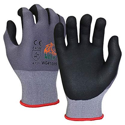 WOLF Ultra-Thin Nitrile Foam Palm Coated Glove with Tacky Dot Grip, Multi Purpose - size: Small (Pack of 12), style: 15-gauge No Dots