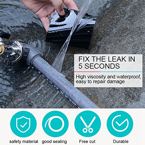 Flexible Rubberized Waterproof Tape, 4 in x 5 ft Patch & Seal Tape for Leaks, Working Underwater, Indoor Outdoor Use - Home RV Roof Plumbing and Pool Repairs, Black