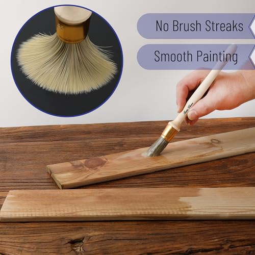 Bates- Trim Brush Set, 0.6”, 0.75” & 1”, Wooden Handle, Round Paint Brush - color: Wooden Handle