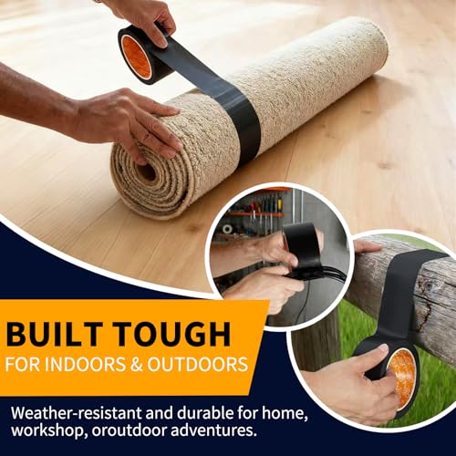 YONGJIN Black Duct Tape Waterproof - 2 Pack Tear by Hand, No Residue, Multi-Purpose Duct Tape Bulk for Indoor Outdoor Repairs, DIY, Packaging, and Crafts, 2 Inch x 40 Yards Total - color: Black