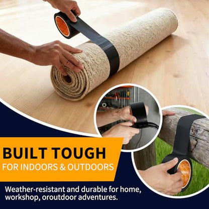 YONGJIN Black Duct Tape Waterproof - 2 Pack Tear by Hand, No Residue, Multi-Purpose Duct Tape Bulk for Indoor Outdoor Repairs, DIY, Packaging, and Crafts, 2 Inch x 40 Yards Total - color: Black