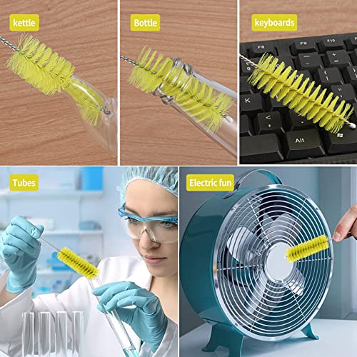 CiaraQ Bottle Cleaning Brushes, 8 Inch Nylon Tube Brush Set, Cleaner for Narrow Neck Bottles Cups with Hook, Set of 10pcs. - color: Yellow, size: 8.0 Inch (10pcs)
