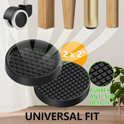 Non Slip Furniture Pads - 2" Anti Skid Caster Cups, 16PCS Round Furniture Coasters for Hardwood Floors, Anti Slide Furniture Cup Bed Couch Floor Protectors,Furniture Stoppers to Prevent Sliding(Black) - size: 2" 16pcs Black