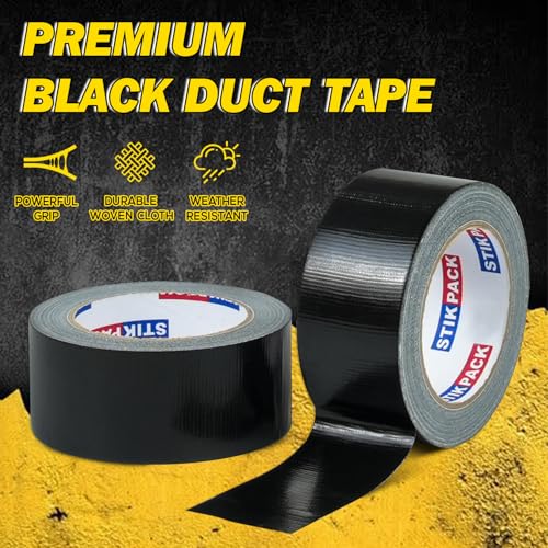 2 Pack Black Duct Tape Heavy Duty, 2 Inches x 30 Yards, 8.27 mil, Strong Industrial Strength, Flexible, No Residue, Waterproof and Tear by Hand, Multi-Use for Indoor & Outdoor Repairs - color: Black