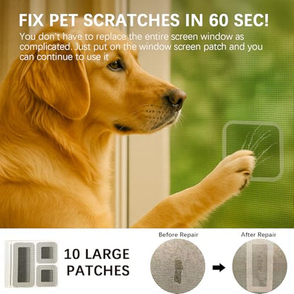 7-in-1 Window Screen Replacement Kit, Screen Patch Repair Kit with 47.2 "x118" Fiberglass Mesh/39.3FT Splines/10 Screens Repair Tape, Suitable for Sliding Screens Doors, Windows, etc