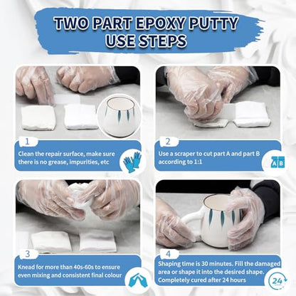 Epoxy Putty, Endhokn 10.5oz White Putty Stick Fix Leaks, Cracks and Fill Holes, Sculpting, Modeling, Epoxy Sculpt Clay for Metal, Ceramics, Plastic, Wood, Tile, Concrete 300g