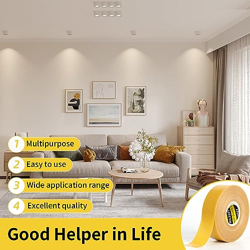 Double-Sided Mesh Carpet Tape Heavy Duty, 2.4in x 66FT (20m), Large Durable Duct Cloth Tape, High Stickiness Strong 2 Sided Tape for Rugs, Removable Multipurpose Tape, Easy Tear - size: 2.4" x 66FT