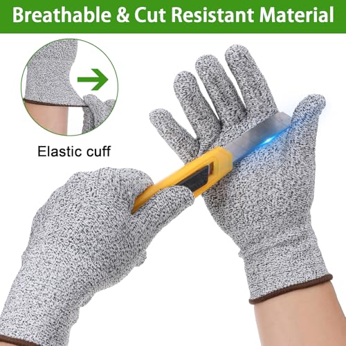 20 Pairs Cut Resistant Gloves Level 5 Protection Kitchen Anti-Cutting Gloves Cutting-Proof Glove for Shucking Fish Meat Wood Carving (Gray)