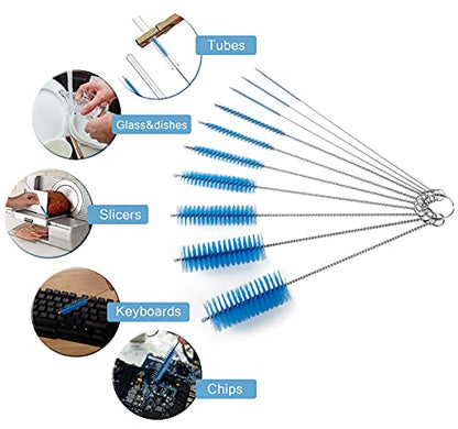 CiaraQ Bottle Cleaning Brushes, 8 Inch Nylon Tube Brush Set, Cleaner for Narrow Neck Bottles Cups with Hook, Set of 10pcs. - color: Blue, size: 8.0 Inch (10pcs)