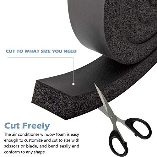 13Ft NBR+PVC Air Conditioner Foam Seal Insulating Strip 2 Roll 1 x 1 Inch 6.5 Feet Long Heavy Duty Window Seal Weather Stripping with High Resilience No-Adhesion - color: No-Adhesive, size: 13ft X1 in X 1 in