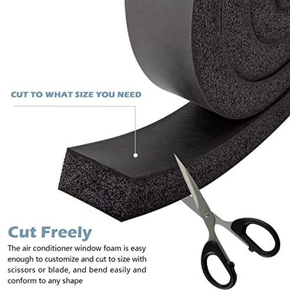 13Ft NBR+PVC Air Conditioner Foam Seal Insulating Strip 2 Roll 1 x 1 Inch 6.5 Feet Long Heavy Duty Window Seal Weather Stripping with High Resilience No-Adhesion - color: No-Adhesive, size: 13Ft x1 in x 1 in