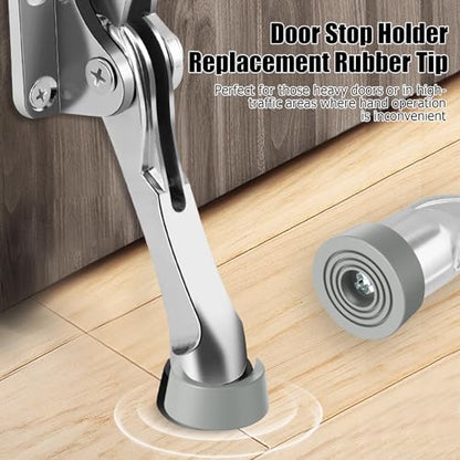 Ancable 12-Pack Door Stopper Replacement Tips, Heavy Duty Kickdown Door Stop Tips Repair Set, Ribbed Rubber Foot, Grey - style: G-12Pc-D