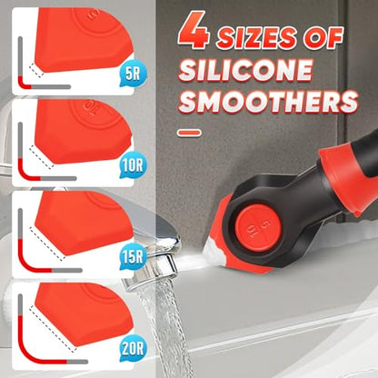 DIYSELF Caulking Tool, 4 in 1 Caulk Remover Tool for Bathroom, Bathtub, Grout, Shower, Tile, Window, Razor Scraper Tool for Cleaning, Silicone Caulk Removal Tool (Red) - color: Red