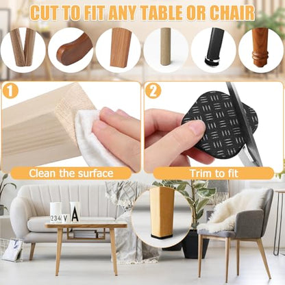 12PCS Non-Slip Furniture Pads for Hardwood Floors, 2'' X 2'' Cuttable Silicone Floor Pads for Furniture to Keep Furnitures from Sliding, No Adhesive Residue, Protecting Floors from Scratching