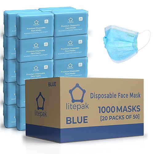 Disposable Face Masks - 1,000 PCS - for Home & Office - color: Blue