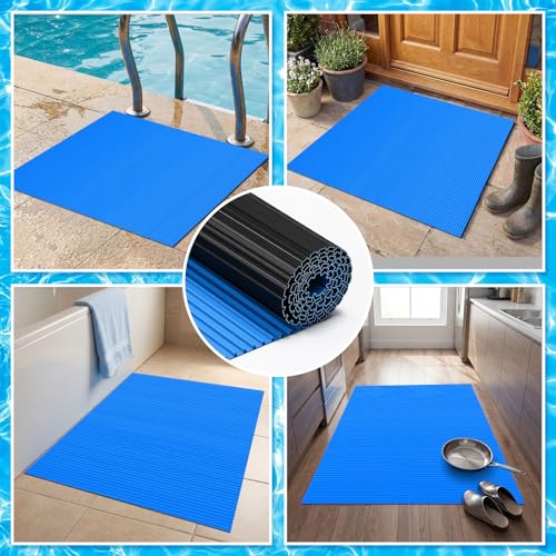 Breling 36" x 36" Swimming Pool Ladder Mat, Protective Pool Ladder Pad Step Mat with Non Slip Texture for Above Ground Swimming Steps Liners and Stairs(Vertical Striped) - size: 36" X 36", style: Vertical Striped