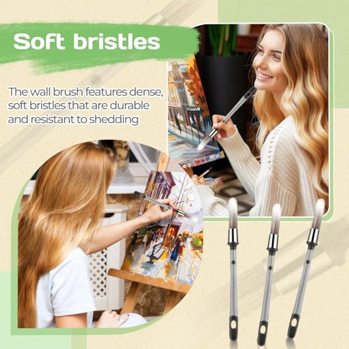 3 Pcs Paint Brushes for Painting Walls,0.37in Small Paint Brush,for Skirting Board Furniture Corner Edge,Painting Tool Detail Trim Brush and Spot Repair Brush