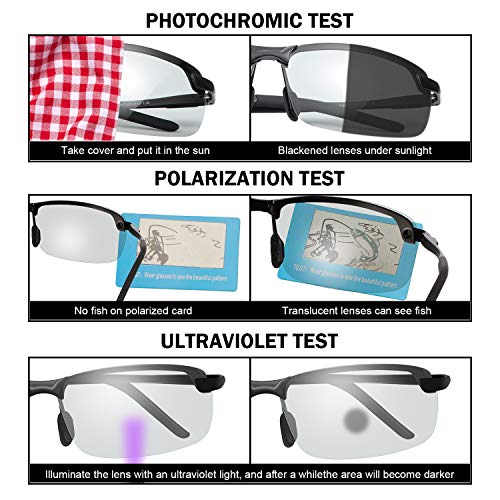 YIMI Men Photochromic Polarized Sports Sunglasses Cycling Fishing Driving Glasses UV Protection Eyeglasses Anti Glare Eyewear - color: 3043 Black