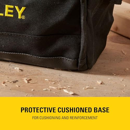 STANLEY Tool Bag 30 x 25 x 13 cm in Resistant 600 x 600 Denier with 8 Interior 2 Exterior Pockets and Reinfored Base 1-93-330, Black, 12"