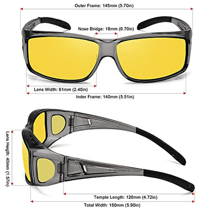 MEETSUN Fit Over Glasses Sunglasses for Men Women,Wrap Around Sunglasses Polarized UV400 Protection - color: (Z1)transparent Gray Frame-night Vision Lens