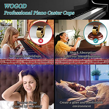 Piano Caster Cups - Upright Piano Wheel Floor Protectors Piano Coasters .Set of 4 - color: Brown