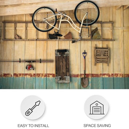 KURUI 9 in Mountain Bike Hooks for Garage Ceiling, Heavy Duty Bicycle Hangers for Hanging, Large Screw Hooks for Garage Ceiling Wall, No Drill Ceiling Hooks for Hanging Outdoor String Lights Plants - style: 4 Pcs-9 in