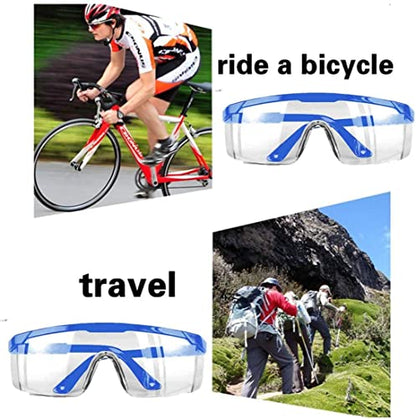 Safety Glasses,MOZEEDA Clear Safety Goggles Eye Protection Adjustable Temples, Anti-fog Lightweight Protective Glasses Eyewear Wide-Vision for Lab - color: Blue