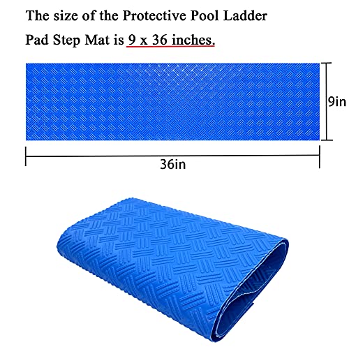 Swimming Pool Ladder Mat - Protective Pool Ladder Pad Step Mat with Non-Slip Texture, Blue Medium Pool Step Mat, 36 inch X 9 inch - size: 36 X 9 Inch