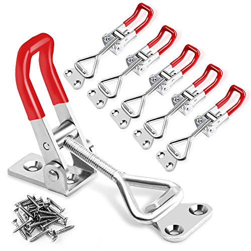 6 Pack Toggle Latch Clamp 4001, Adjustable Latch, Smoker Clamps Heavy Duty Latches, 330Lbs Holding Capacity Pull for Lid Jig, Tool Box Case (24PCS Screws) - style: 4001-6PK