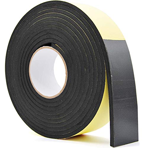Weather Stripping for Doors -1" W x 1/4" T- Black Foam Seal Tape for Sliding Door Jamb, Front Door Frame Windows Insulation - size: 1in x 1/4in - 16ft