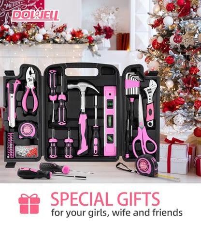 DOWELL 123-Piece Pink Home Repair Tool Kit for Women & Girls - All-in-One DIY Toolkit with Ergonomic Handles, Durable Toolbox, Non-Slip Grips | Perfect Gift for Wives, Moms, Crafters - size: 123PCS